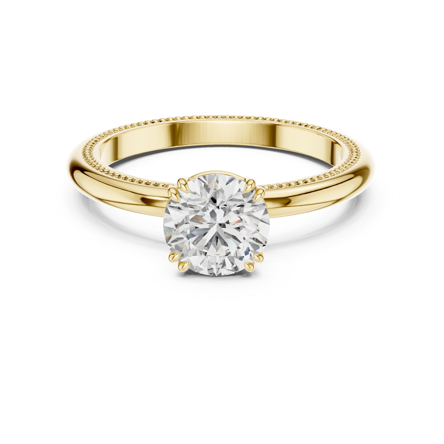 Round Diamond Milgrain Band Ring | 18K Gold Fine Jewelry