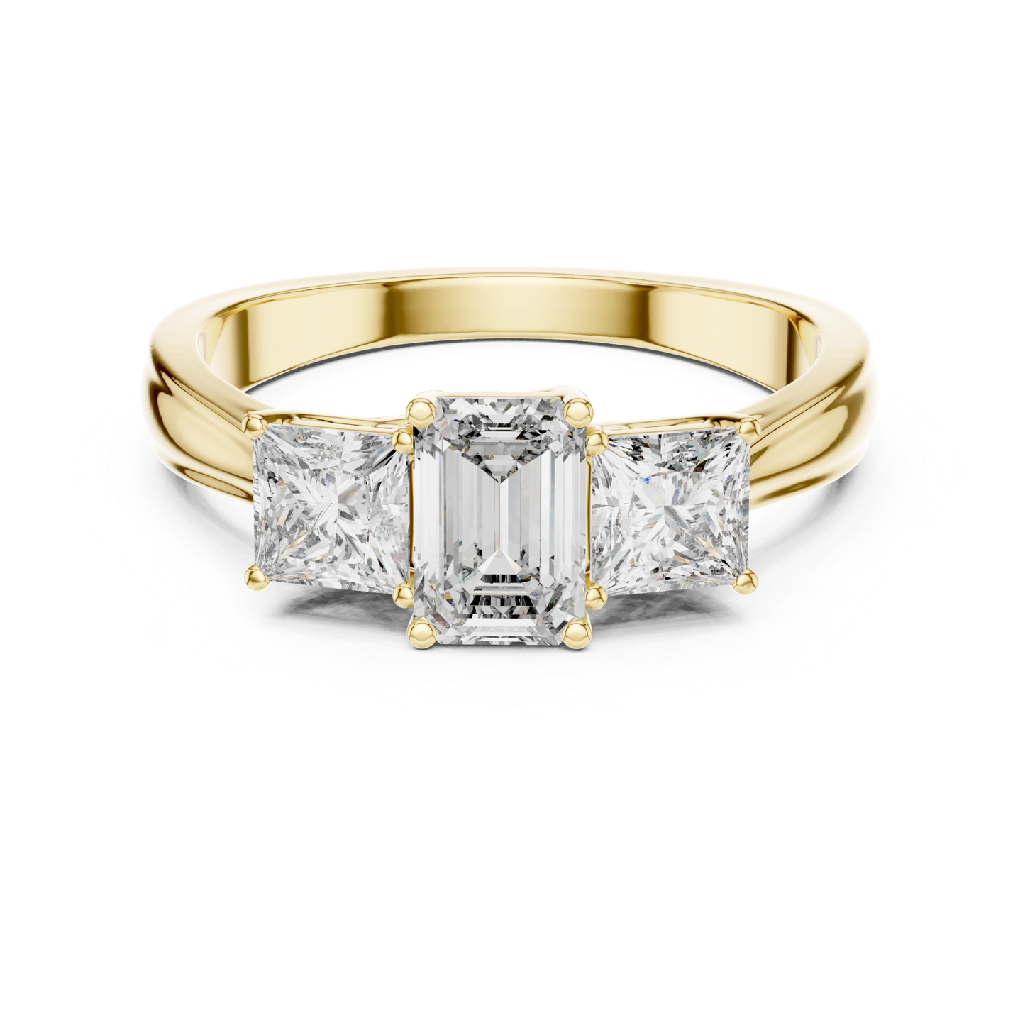 Emerald Center Three Diamond Band Ring | Royally Green & Brilliant