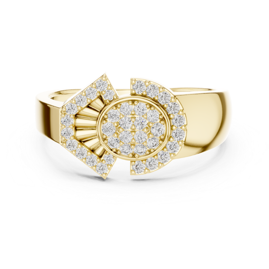 Round Diamond Geometric Statement Ring | Modern Luxury Style