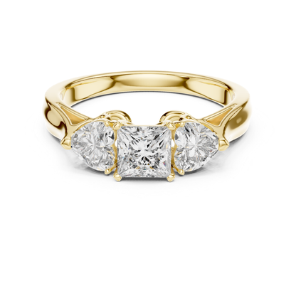 Princess Center Three Diamond Band Ring | Reign in Brilliance