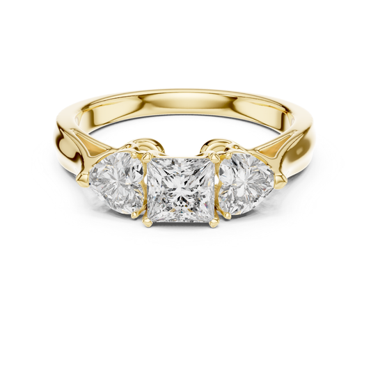 Princess Center Three Diamond Band Ring | Reign in Brilliance