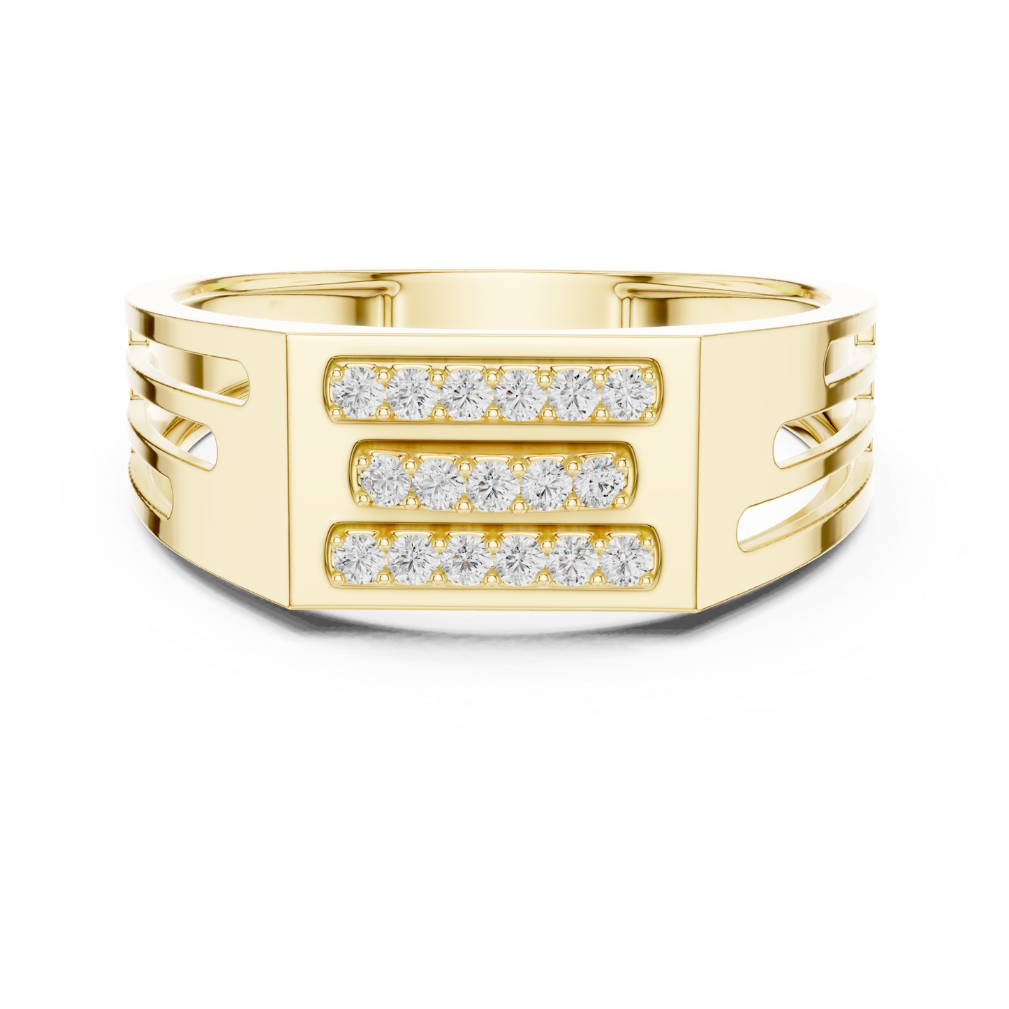 Round Cut Triple Row Men's Diamond Band | Modern Luxury Style