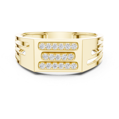 Round Cut Triple Row Men's Diamond Band | Modern Luxury Style