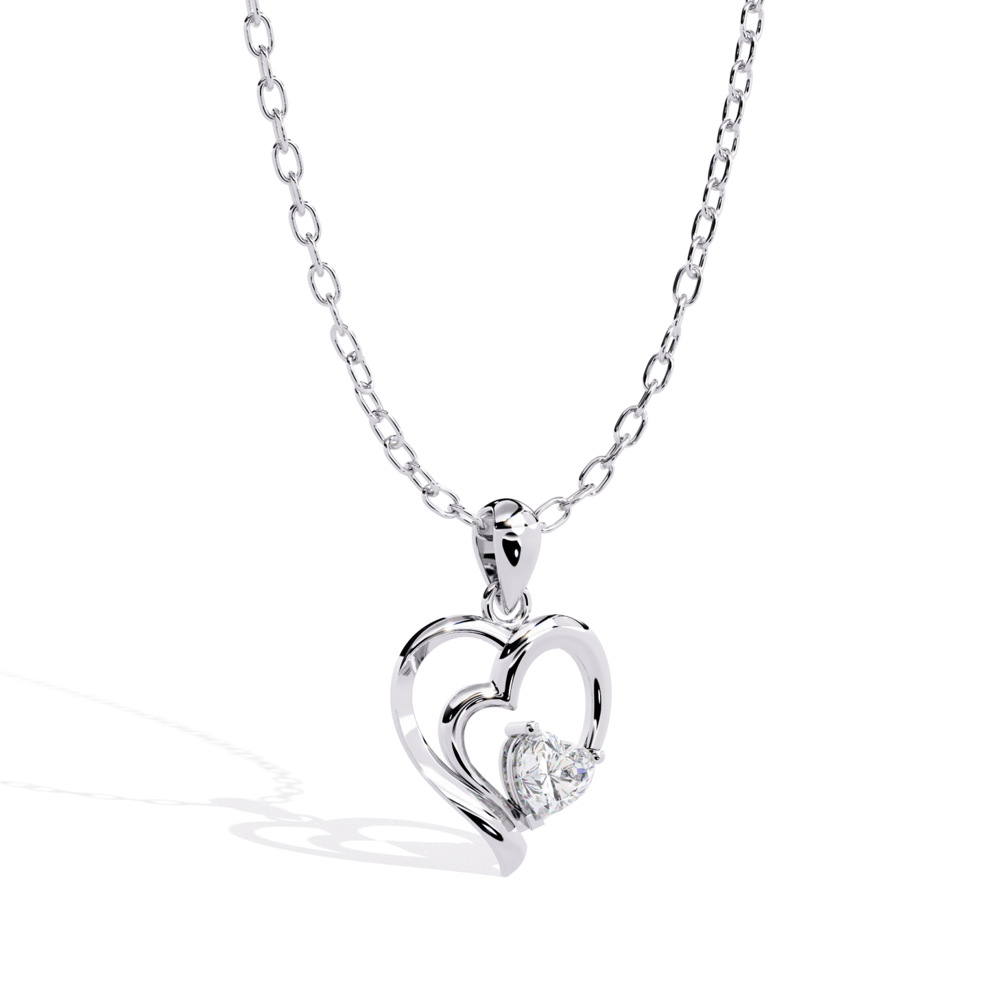 Open Style Heart Diamond Pendant