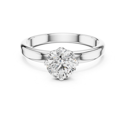 Round Diamond Plain Solitaire Ring | 18K Gold Jewelry