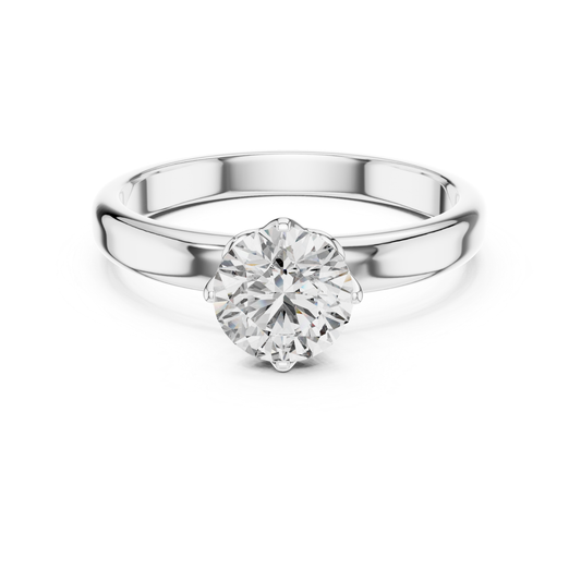 Round Diamond Plain Solitaire Ring | 18K Gold Jewelry