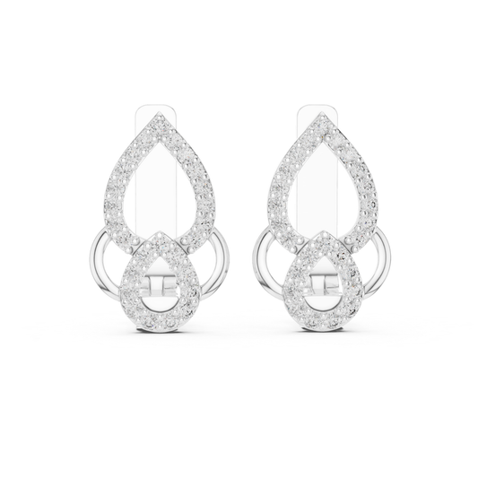 Elegant Diamond Drop Earrings with Teardrop Openwork Luxury