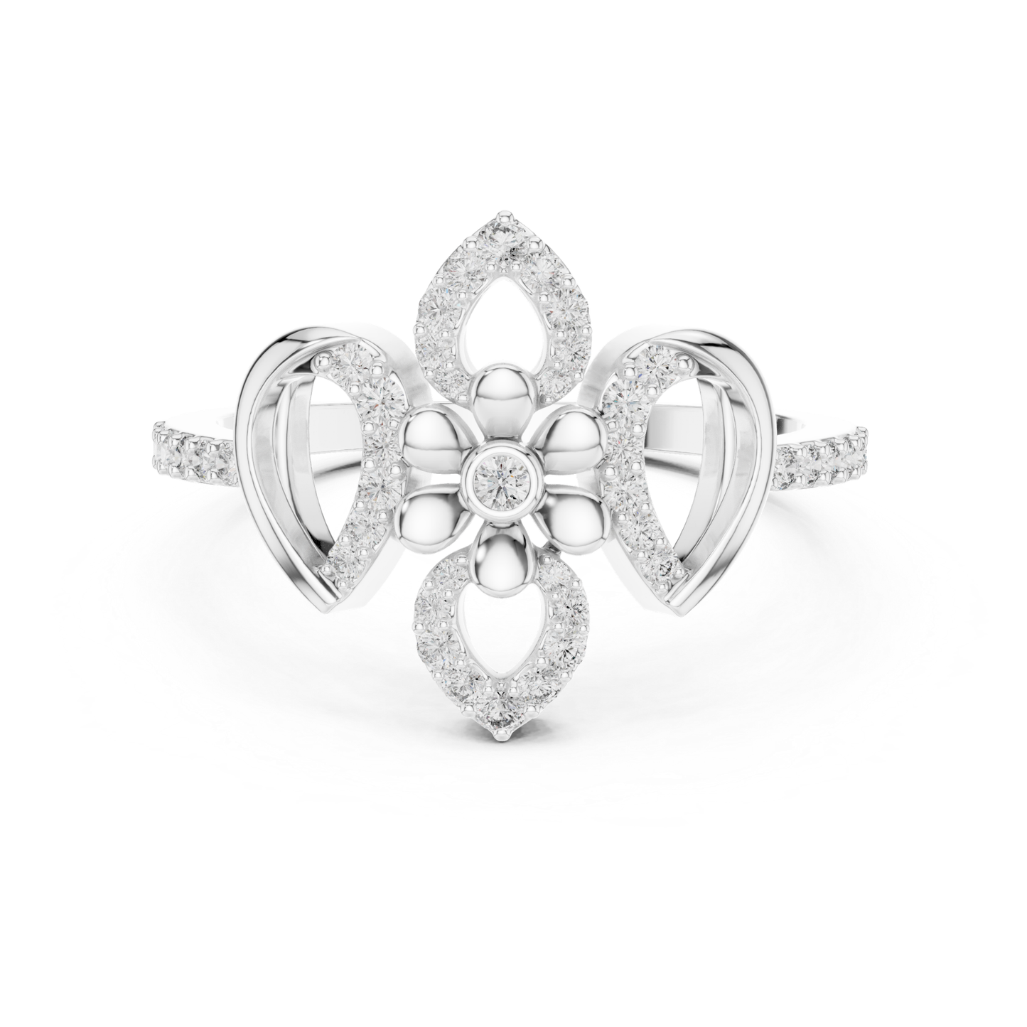 Floral Diamond Open Ring | Elegant Luxury Flower Style