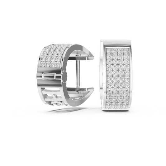 Wide Diamond Hoop Earrings with Multi Row Pave Design | Luxe Radiance