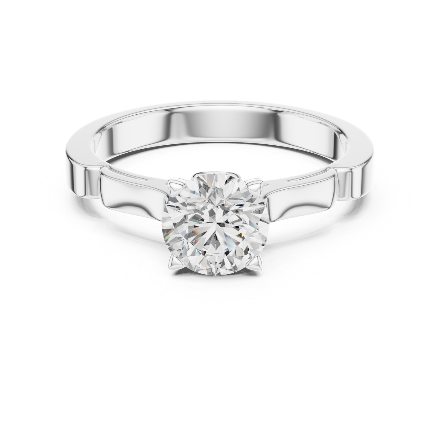 Round Diamond Structured Band Ring | 18K Gold Jewelry