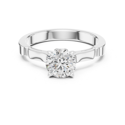 Round Diamond Structured Band Ring | 18K Gold Jewelry