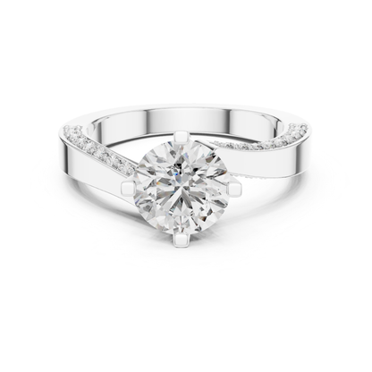 Round Cut Diamond Bypass Engagement Ring | Modern Luxury Style