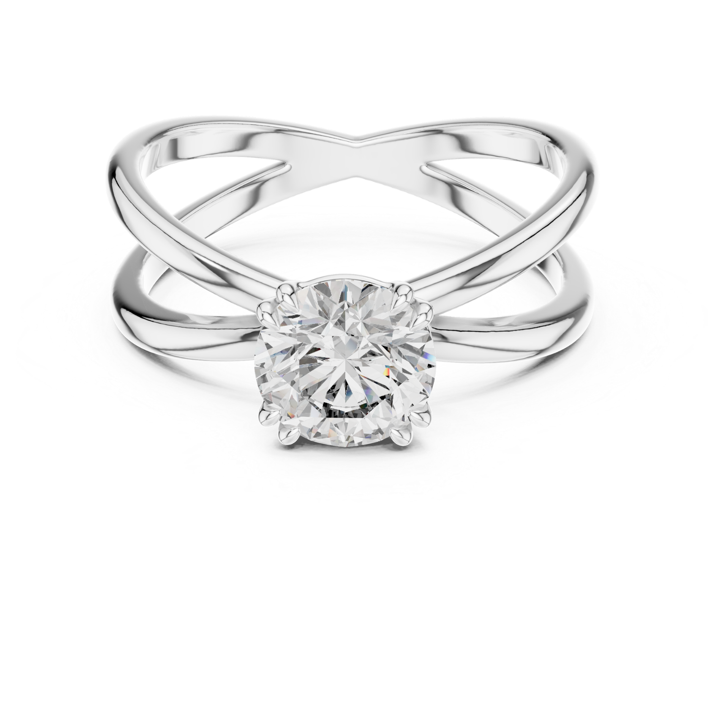 Round Diamond Criss Cross Band Ring | Where Brilliance Intertwines