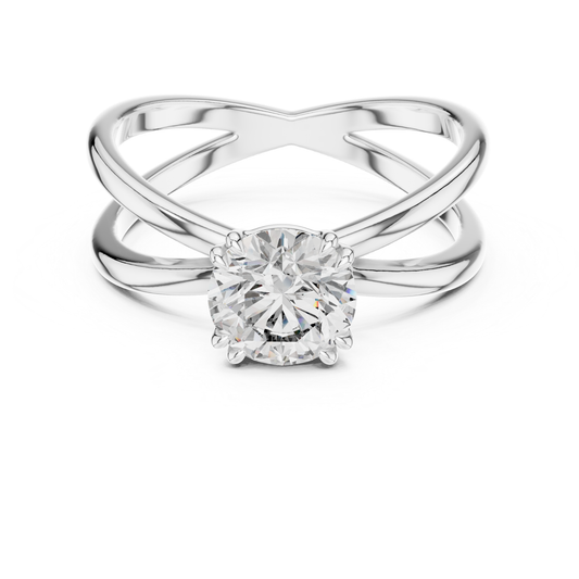 Round Diamond Criss Cross Band Ring | Where Brilliance Intertwines