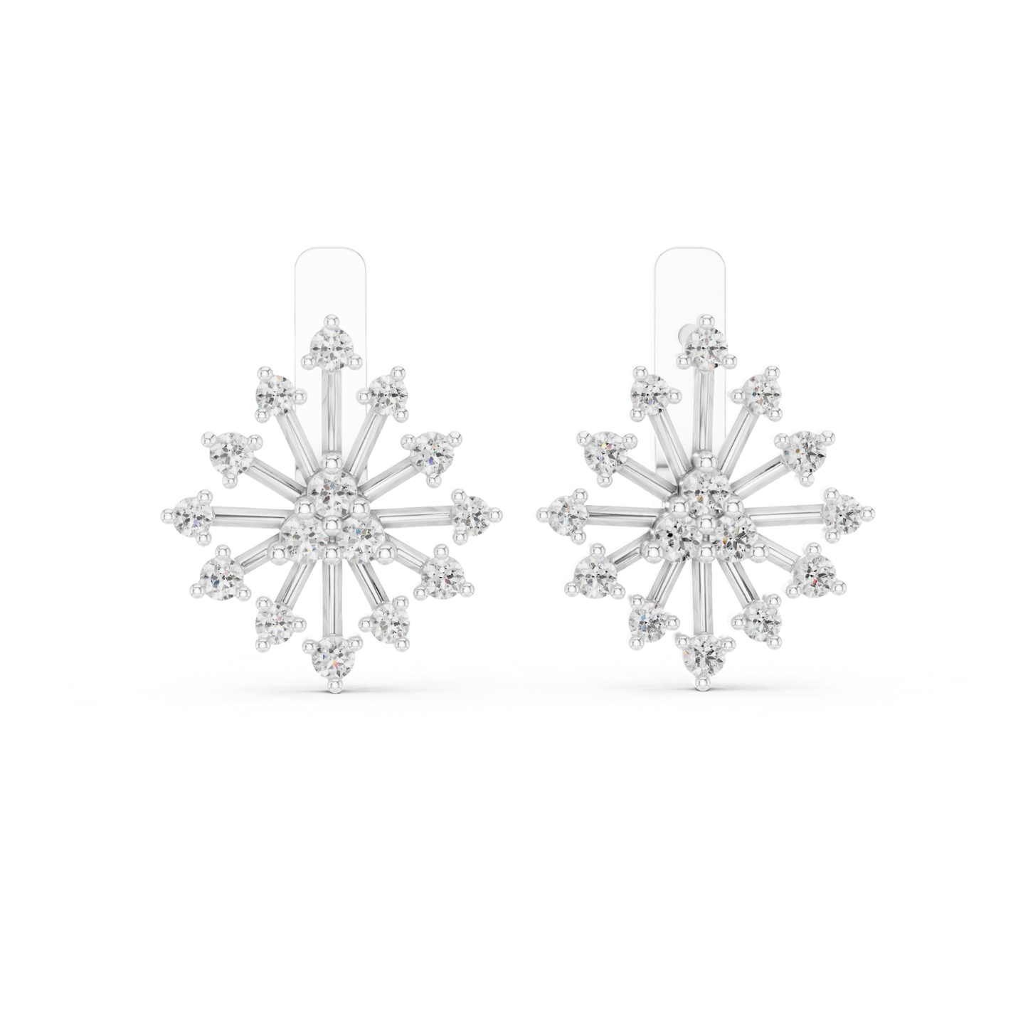 Starburst Diamond Stud Earrings with Round Brilliant Details | Celestial Glow