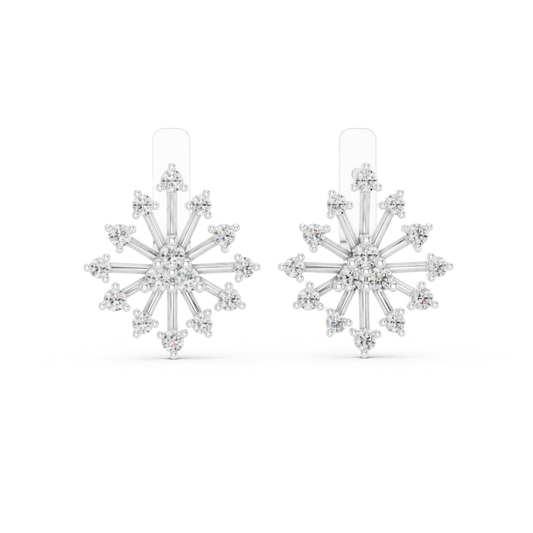 Starburst Diamond Stud Earrings with Round Brilliant Details | Celestial Glow