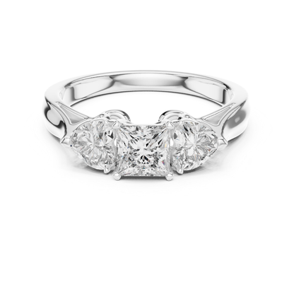 Princess Center Three Diamond Band Ring | Reign in Brilliance