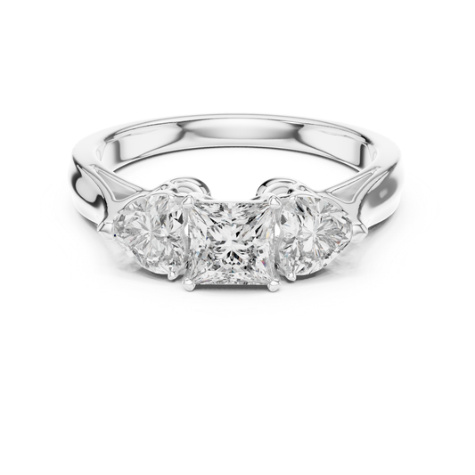 Princess Center Three Diamond Band Ring | Reign in Brilliance