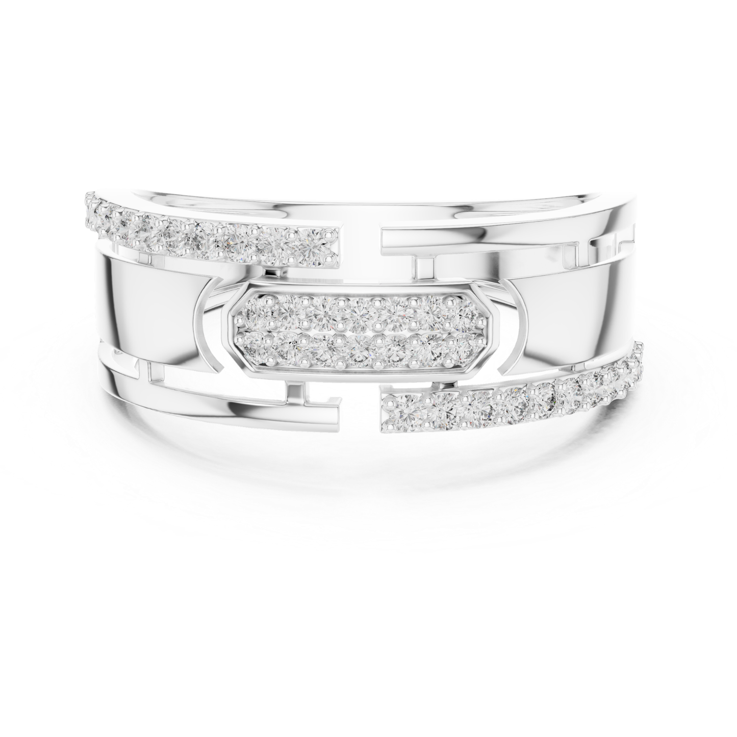 Invisible Set Diamond Modern Band Rings | Luxury White Gold Style