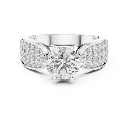 Round Cut Diamond Ring with Wide Pave Shoulders | Bold & Brilliant