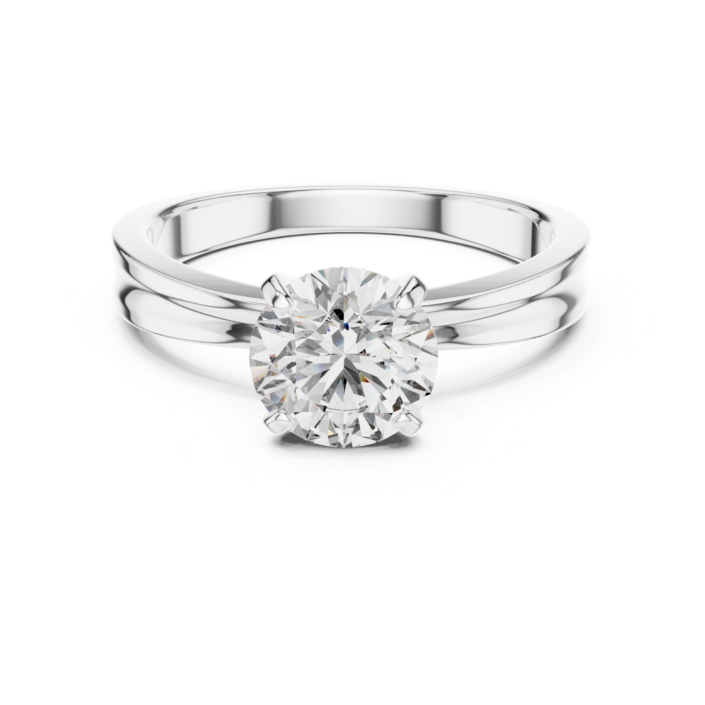 Round Diamond Solitaire Band Ring | 18K Gold Jewelry