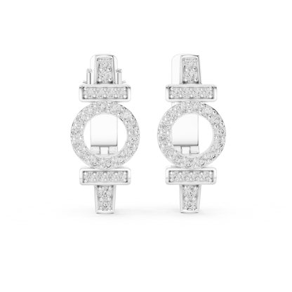 Geometric Circle Diamond Drop Earrings | Modern Gold Luxury