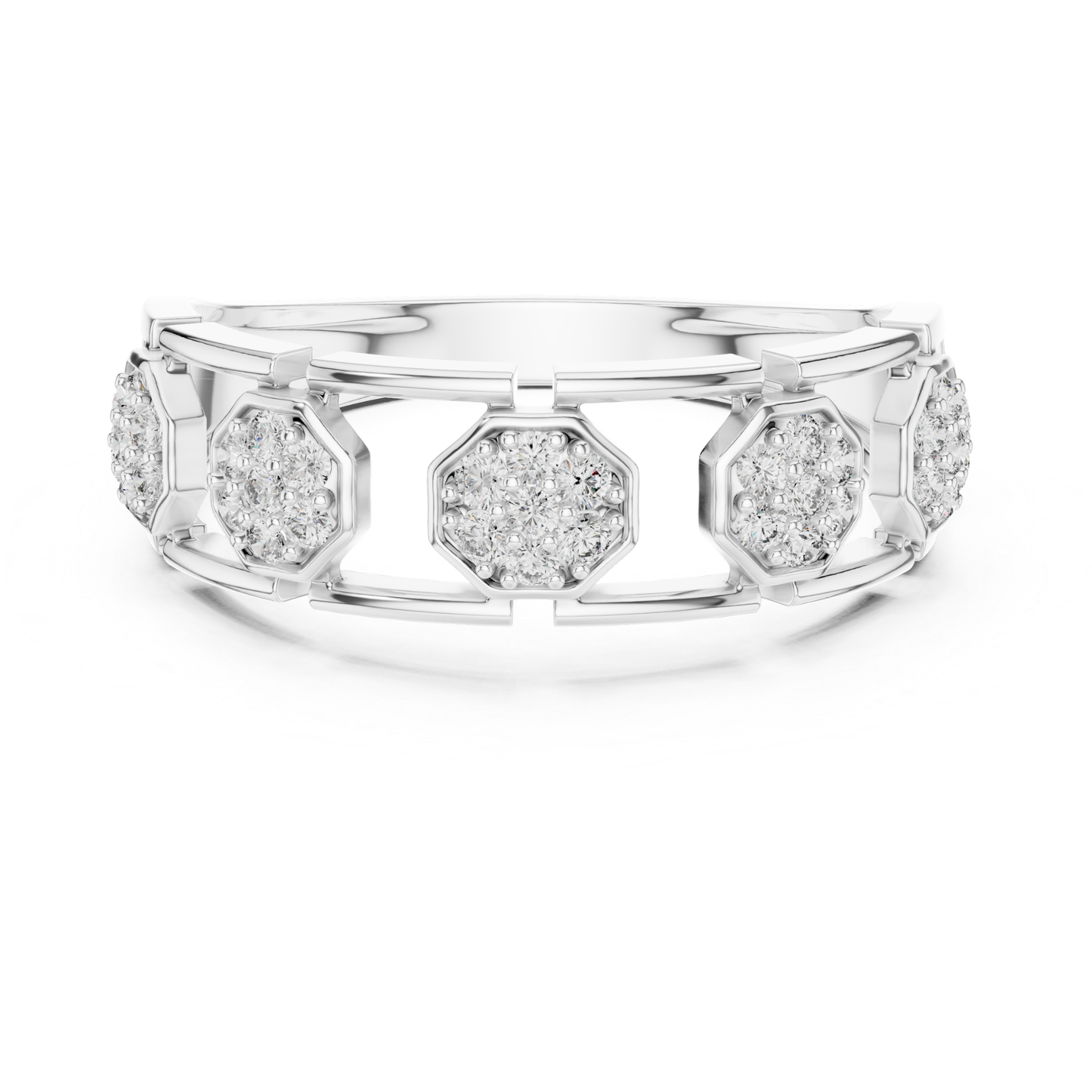 Octagon Shape Round Diamond Band | Modern Luxury Jewelry Style