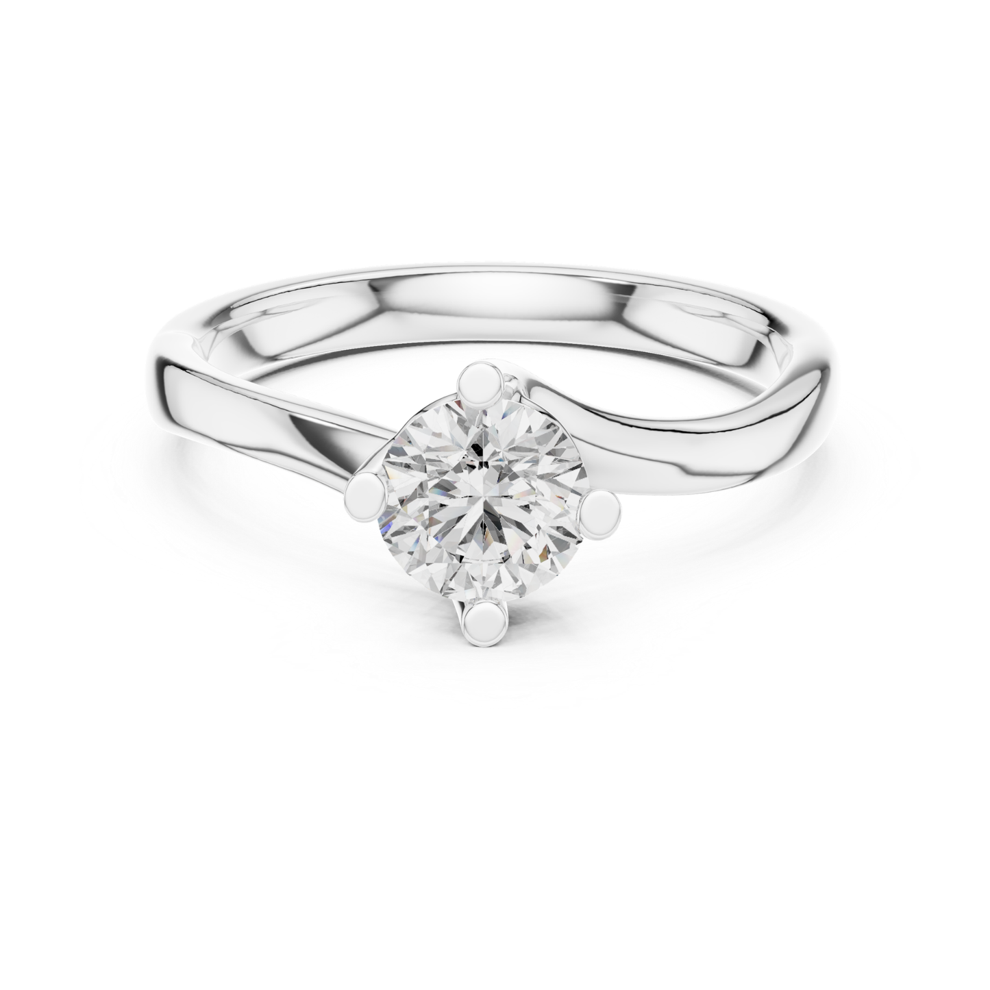 Round Cut Twist Solitaire Diamond Ring | Elegant Modern Style