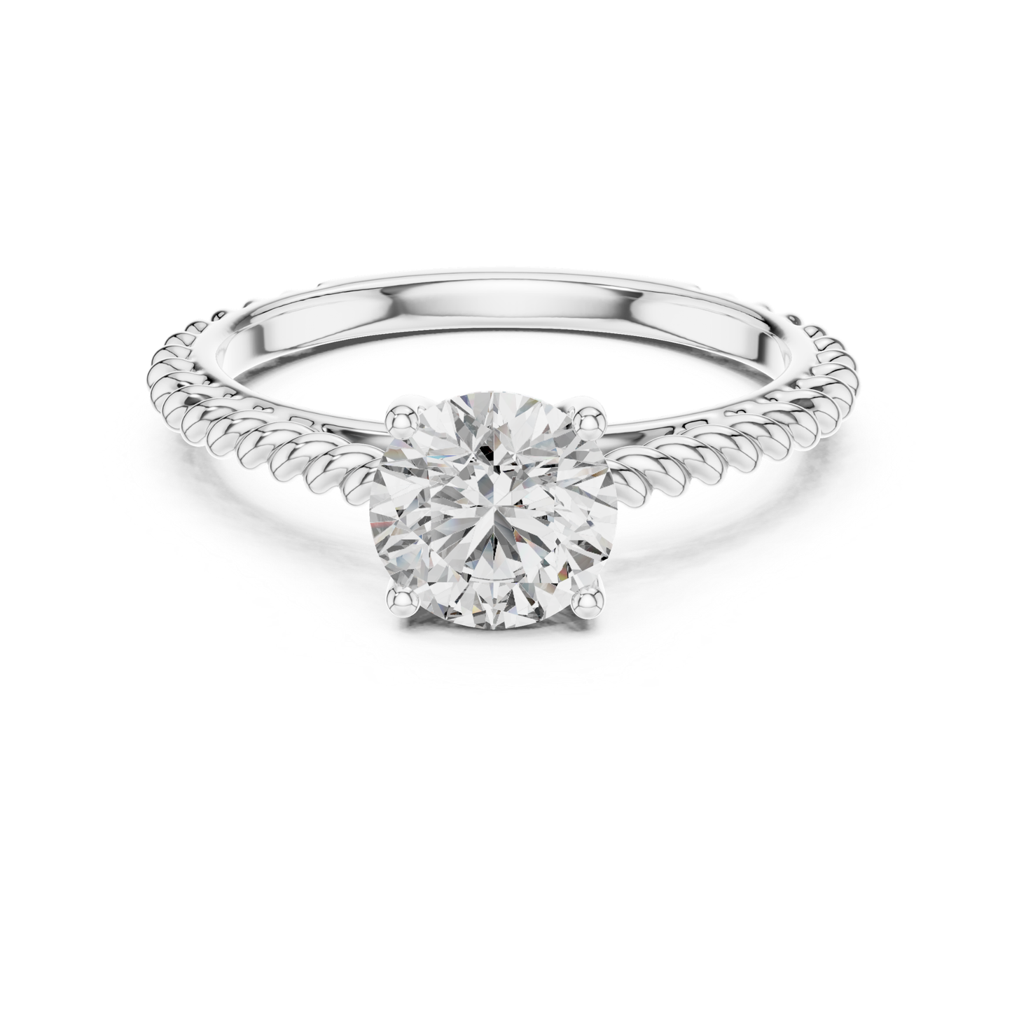 Round Diamond Rope Band Ring | 18K Gold Fine Jewelry
