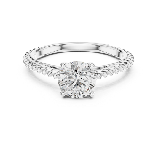 Round Diamond Rope Band Ring | 18K Gold Fine Jewelry