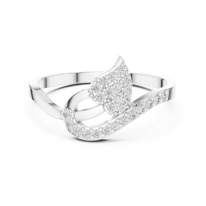Elegant Leaf Diamond Open Ring | Nature Inspired Luxury Style