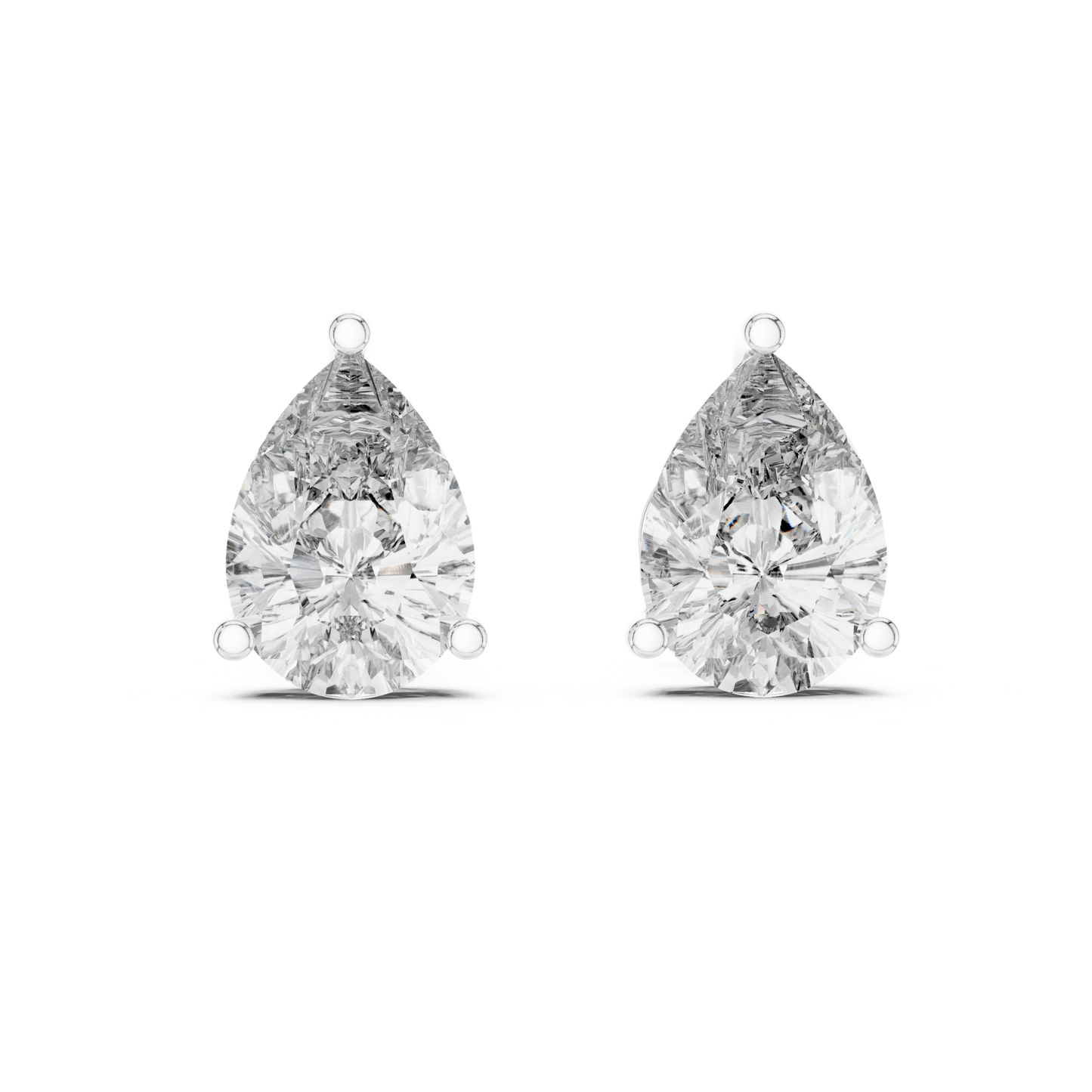 Pear Shape Diamond Stud Earrings | Prong Setting 18K Gold