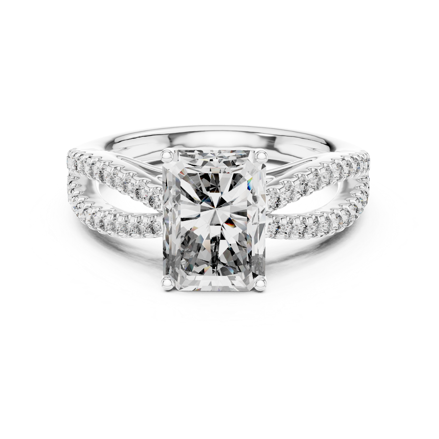 Radiant Cut Split Shank Diamond Ring | Luxury Bridal Jewelry Styles