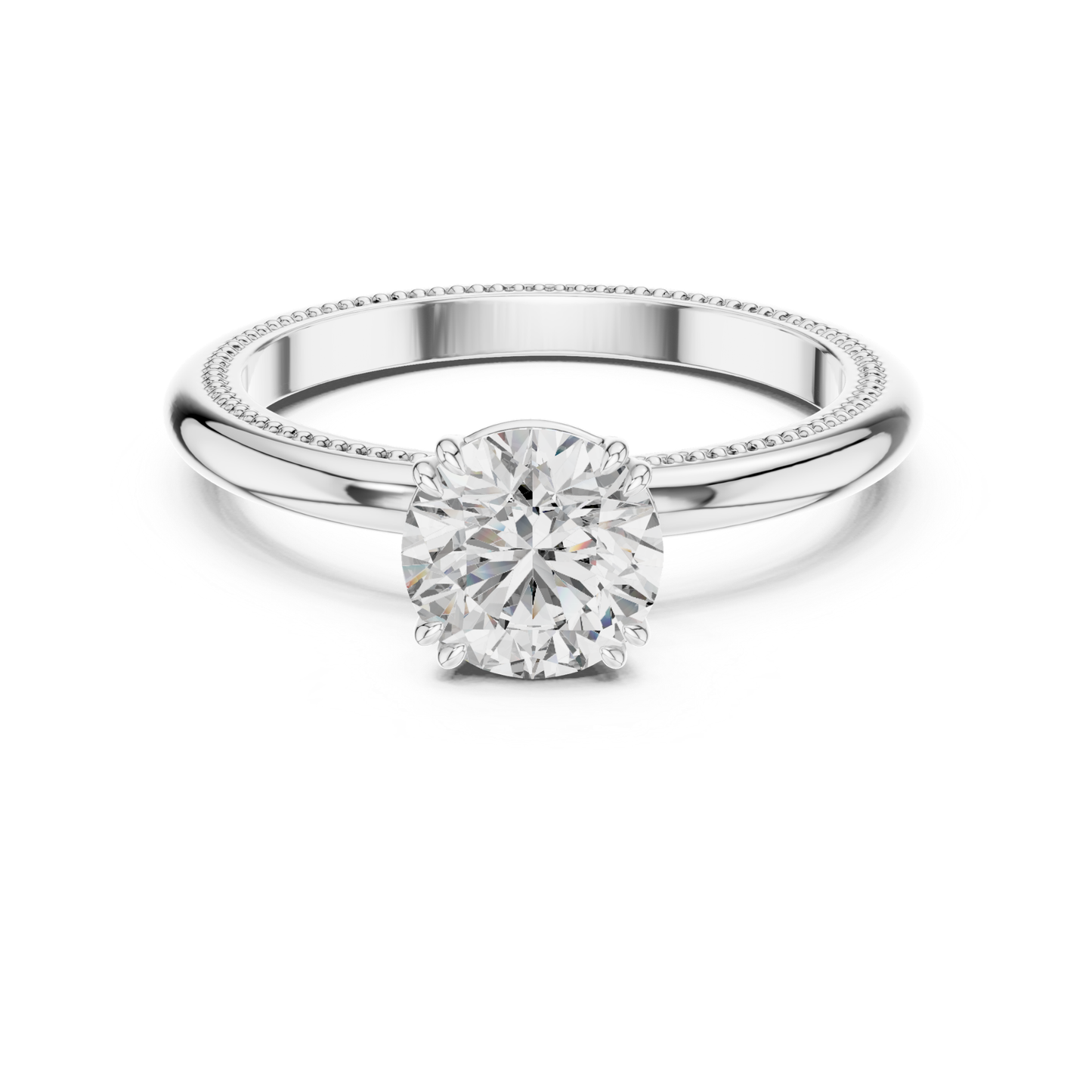Round Diamond Milgrain Band Ring | 18K Gold Fine Jewelry