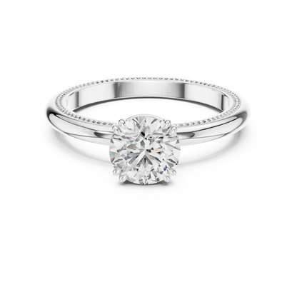 Round Diamond Milgrain Band Ring | 18K Gold Fine Jewelry