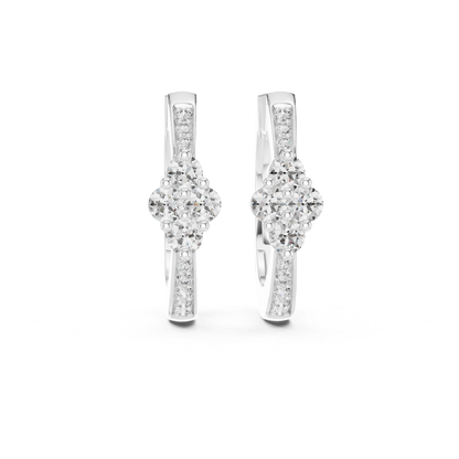 Floral Diamond Hoop Earrings with Round Brilliant Cluster Detail | Eternal Bloom
