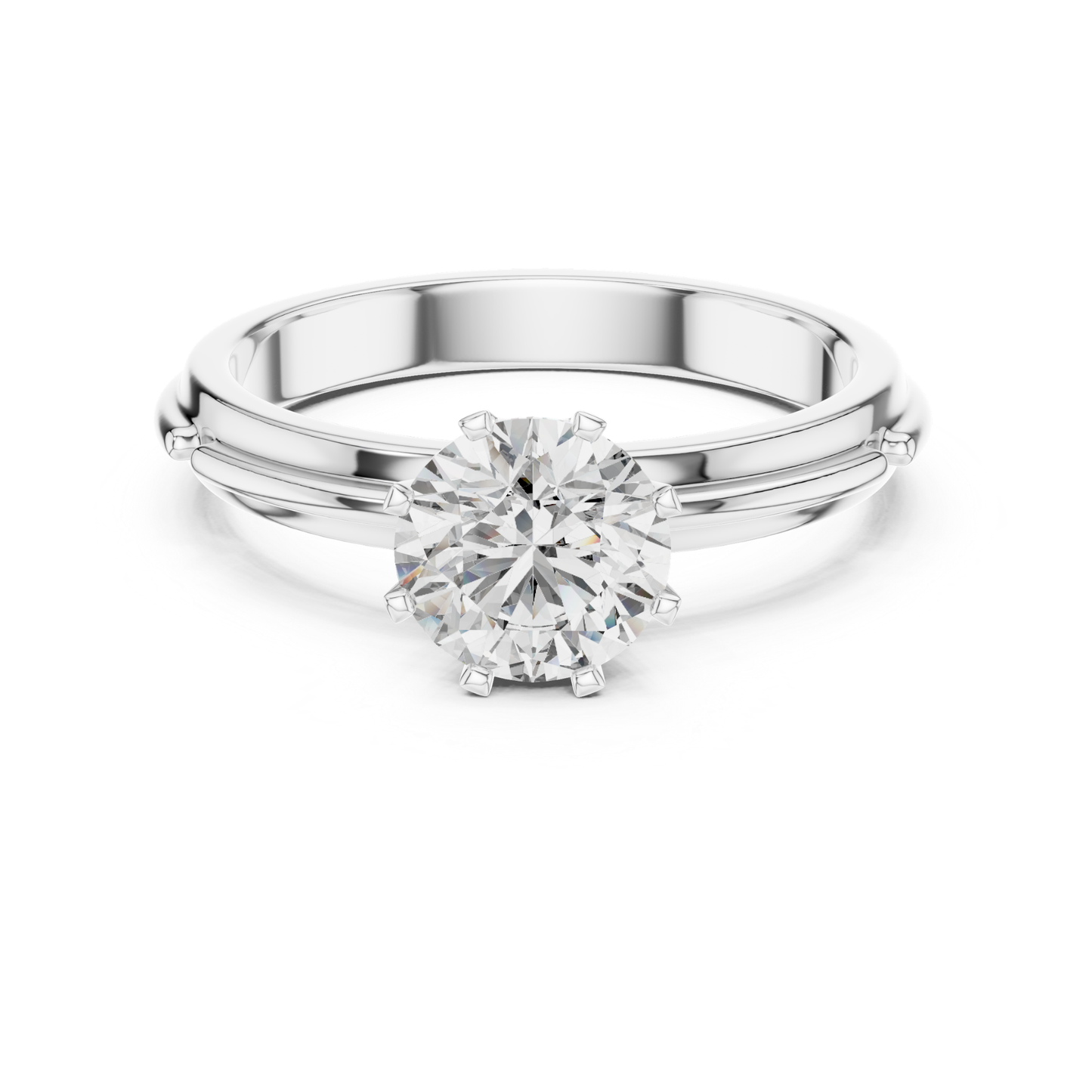 Round Diamond Designer Band Ring | 18K Gold Fine Jewelry