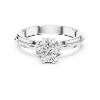 Round Diamond Designer Band Ring | 18K Gold Fine Jewelry