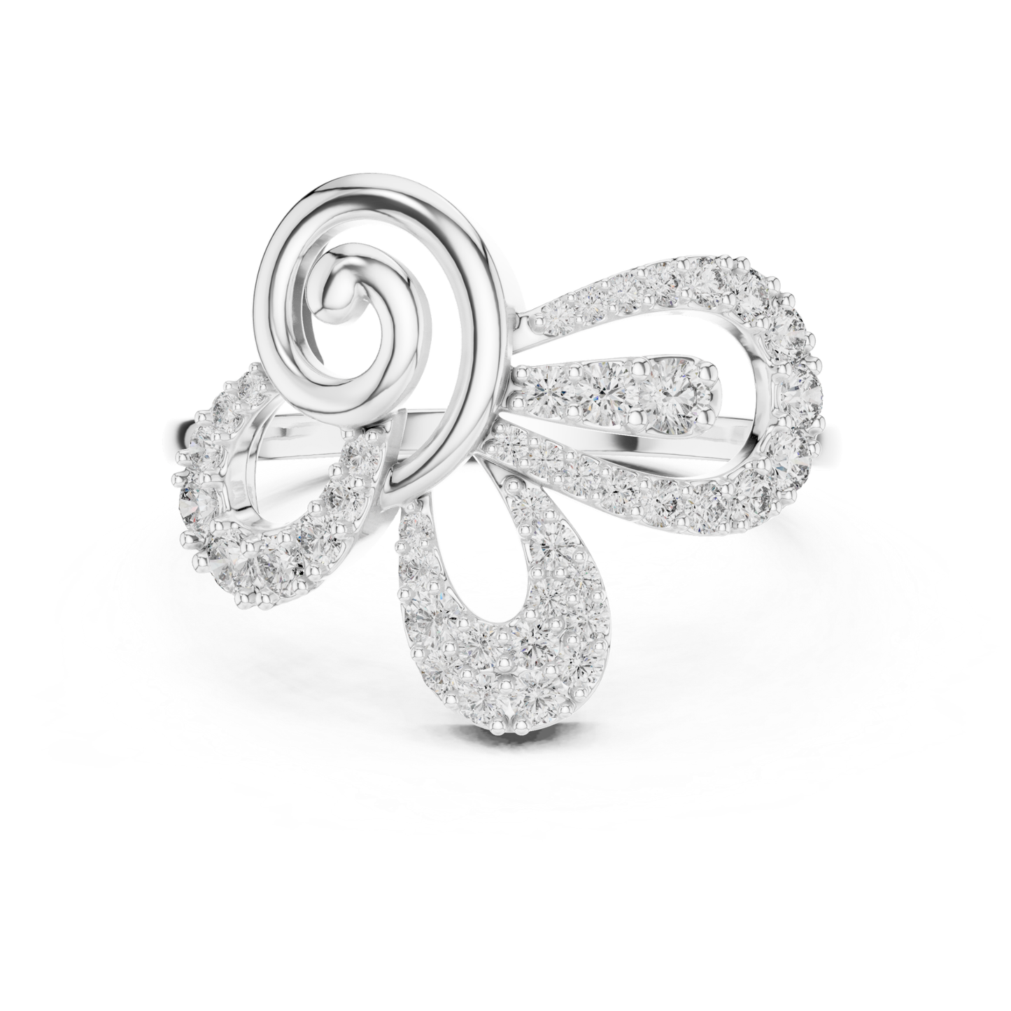 Elegant Diamond Swirl Open Ring | Luxury Contemporary Style