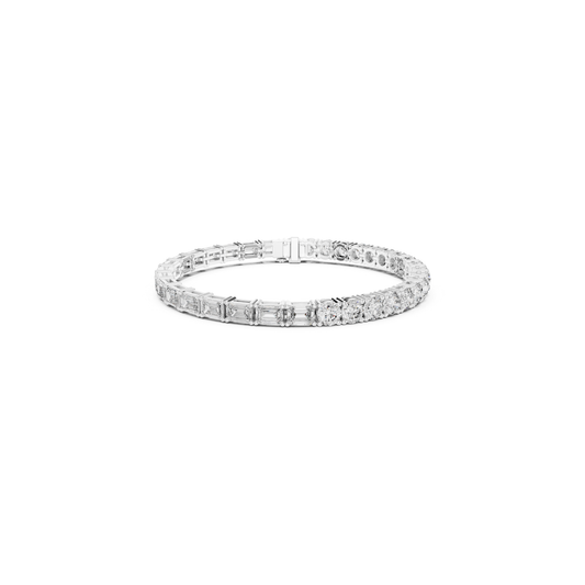 Round & Emerald Cut Diamond Tennis Bracelet | Luxury Elegance Style