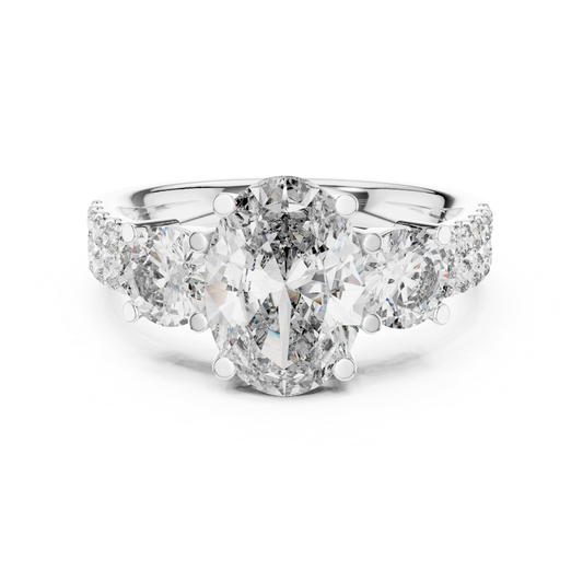 Oval Cut Three Stone Diamond Ring | Luxury Gold Engagement Style