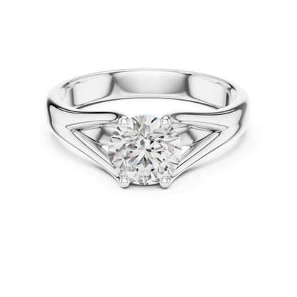 Round Diamond V Shape Band Ring | 18K Gold Fine Jewelry
