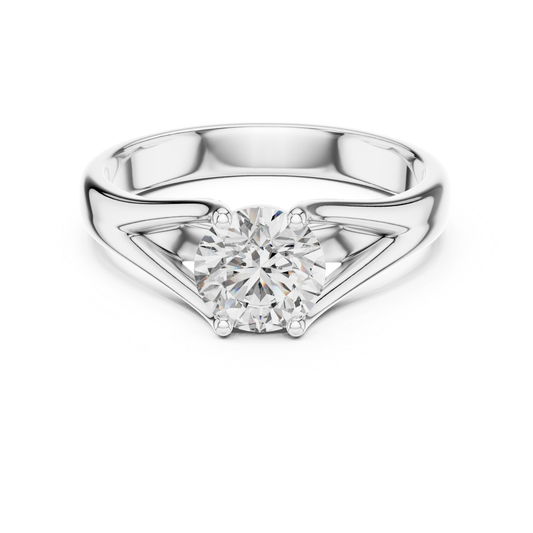 Round Diamond V Shape Band Ring | 18K Gold Fine Jewelry