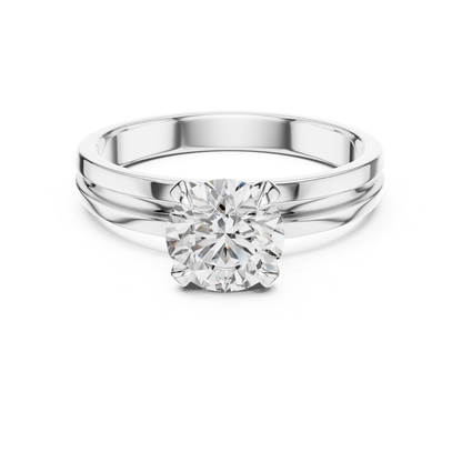 Round Diamond Plain Band Ring | 18K Gold Fine Jewelry