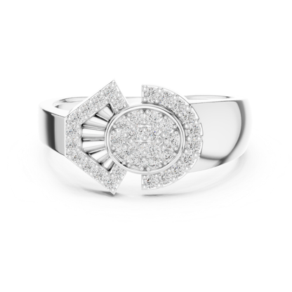 Round Diamond Geometric Statement Ring | Modern Luxury Style
