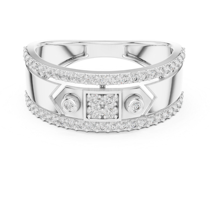 Luxury Diamond Square Center Band Rings | Modern Statement Style