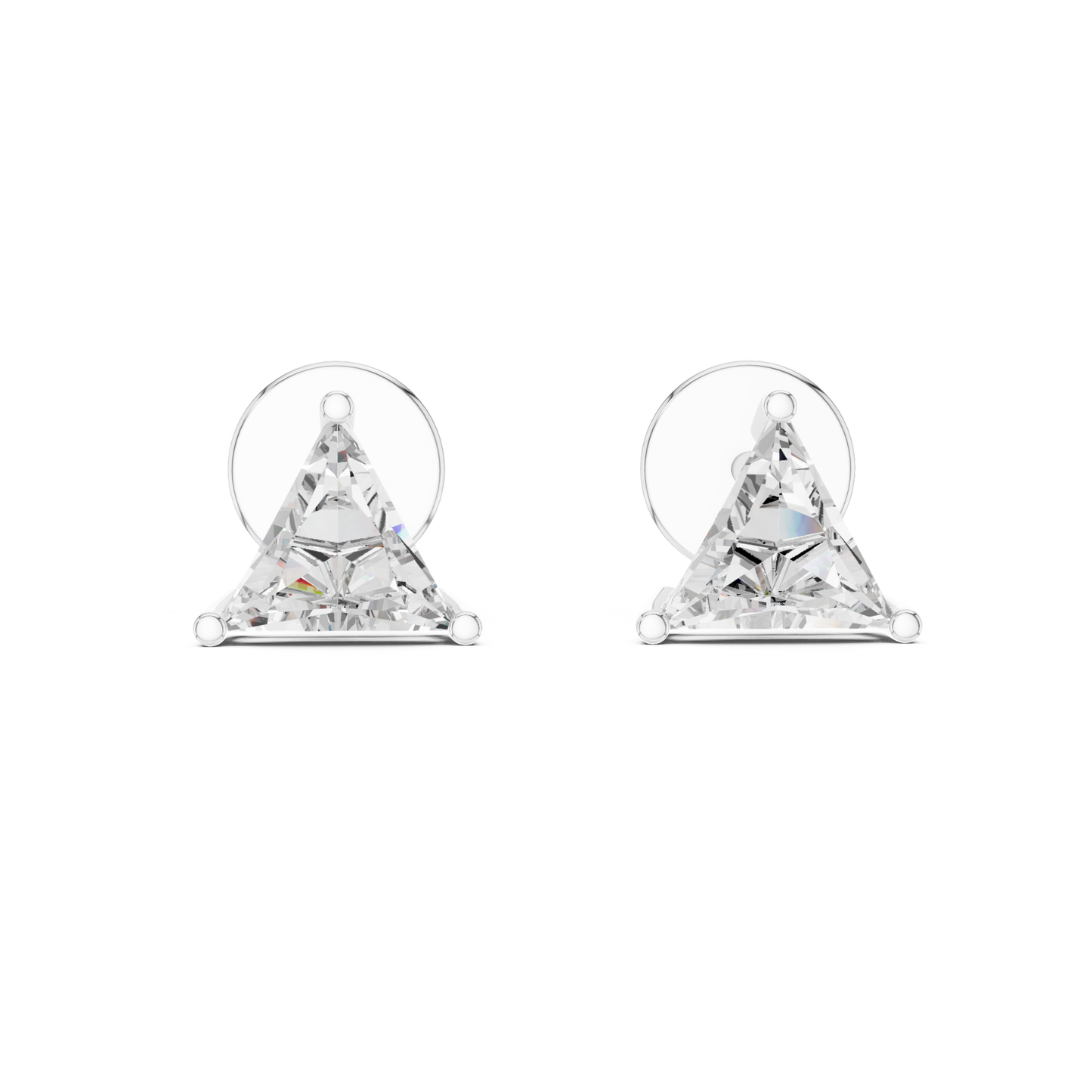 Trillion Cut Diamond Stud Earrings with Prong Setting | 18K