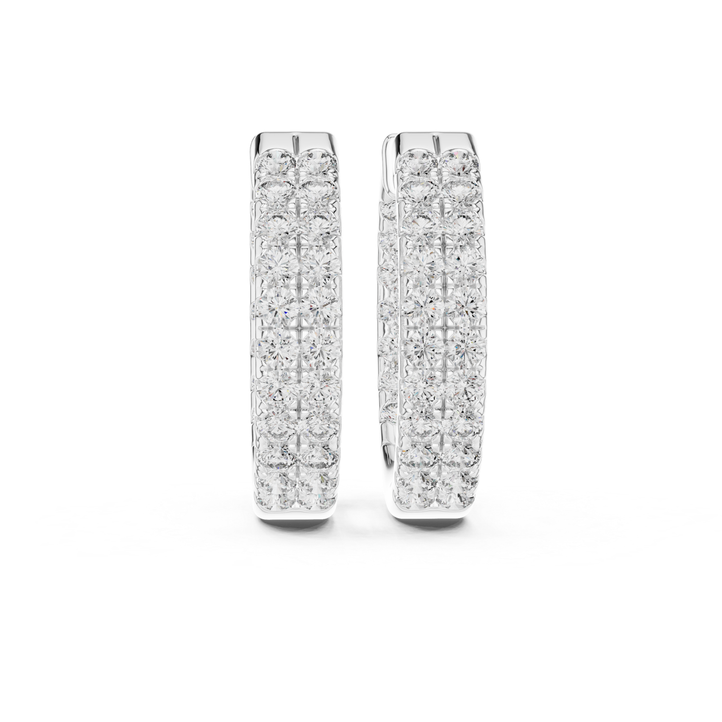 Diamond Pave Huggie Hoop Earrings with Double Row Elegance | Luxury Jewelry