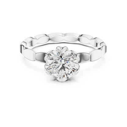 Round Diamond Floral Band Ring | 18K Gold Fine Jewelry