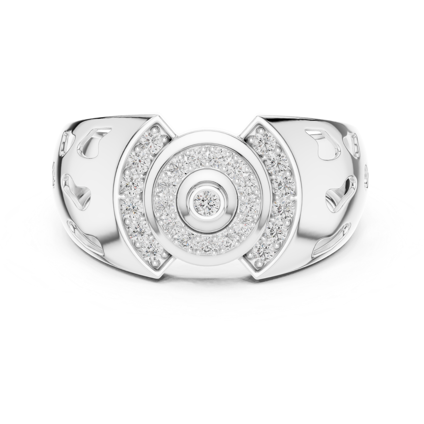 Luxury Diamond Circle Statement Rings | Modern White Gold Style
